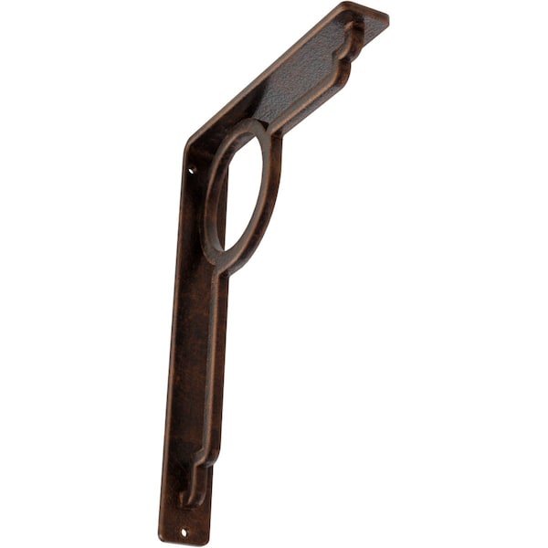 Ekena Millwork Maria Wrought Iron Bracket, (Single center brace), Antiqued Copper 1 1/2"W x 7 1/2"D x 10"H BKTM01X07X10SMAACO - main